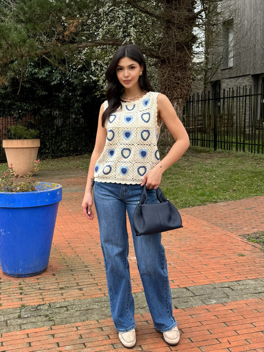 HAUT CROCHET A DÉTAIL BLEU