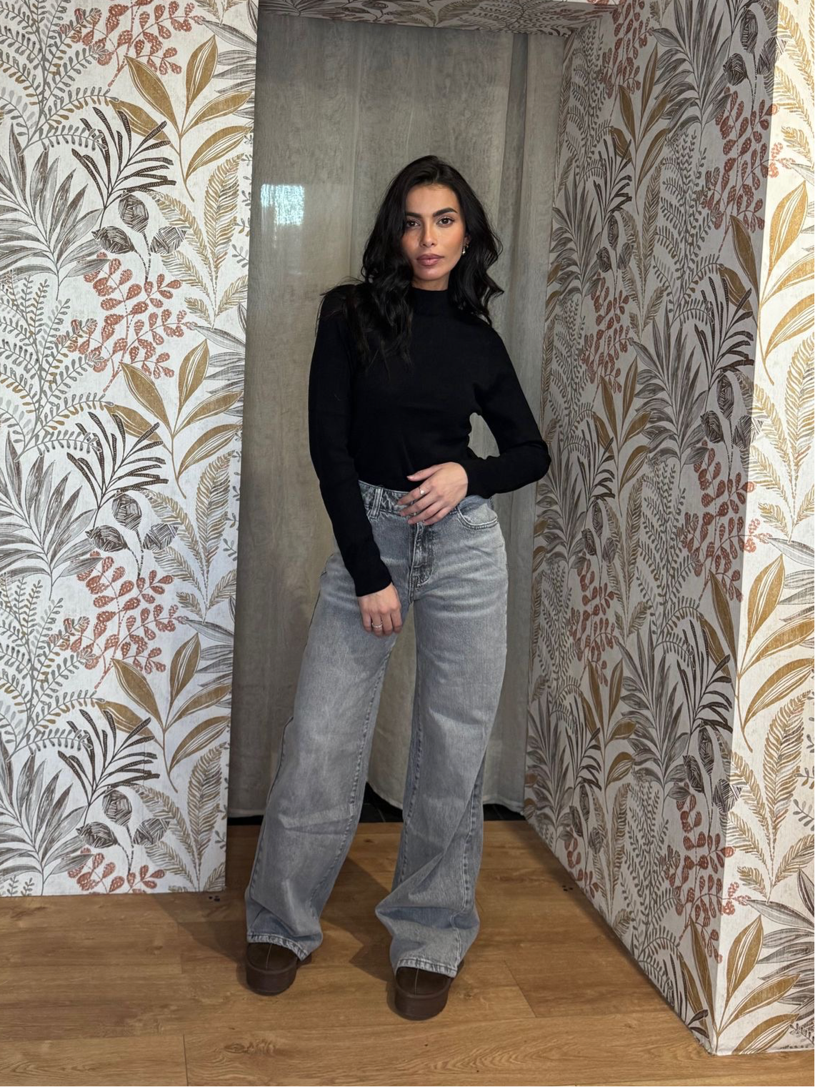 JEANS WIDE LEG GRIS