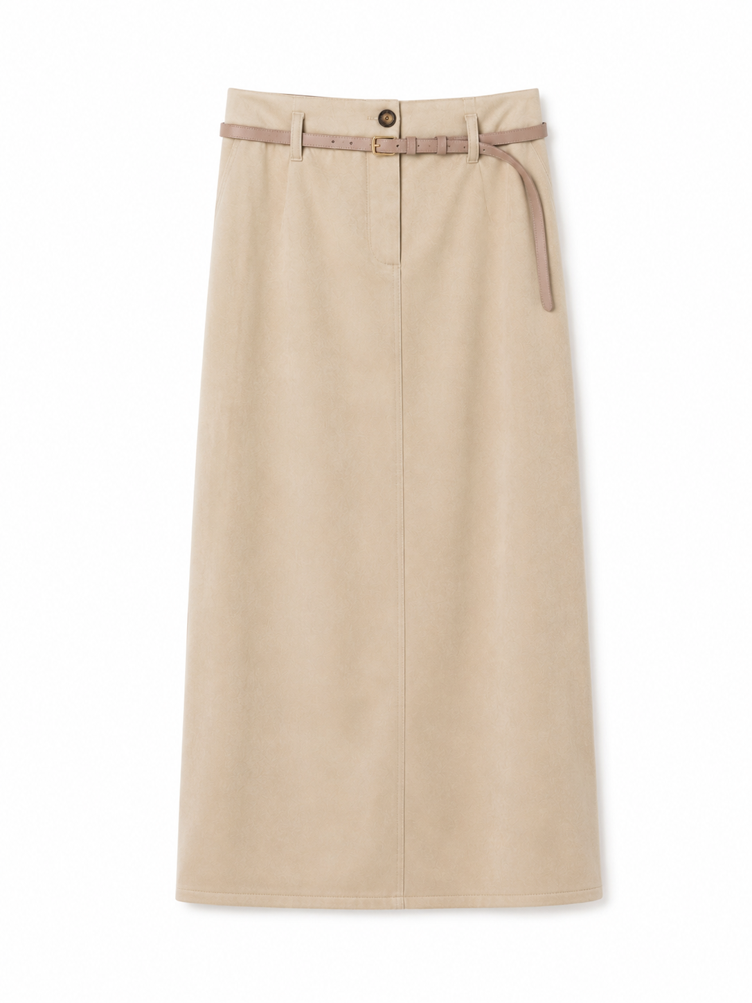 Jupe Longue Effet Suédine – Beige