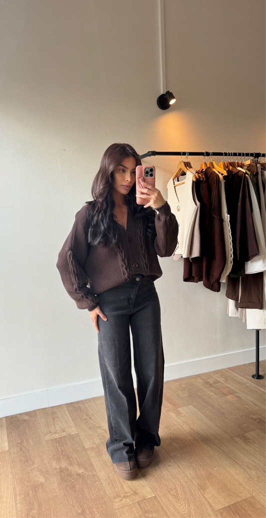 GILET TRESSE CHOCO