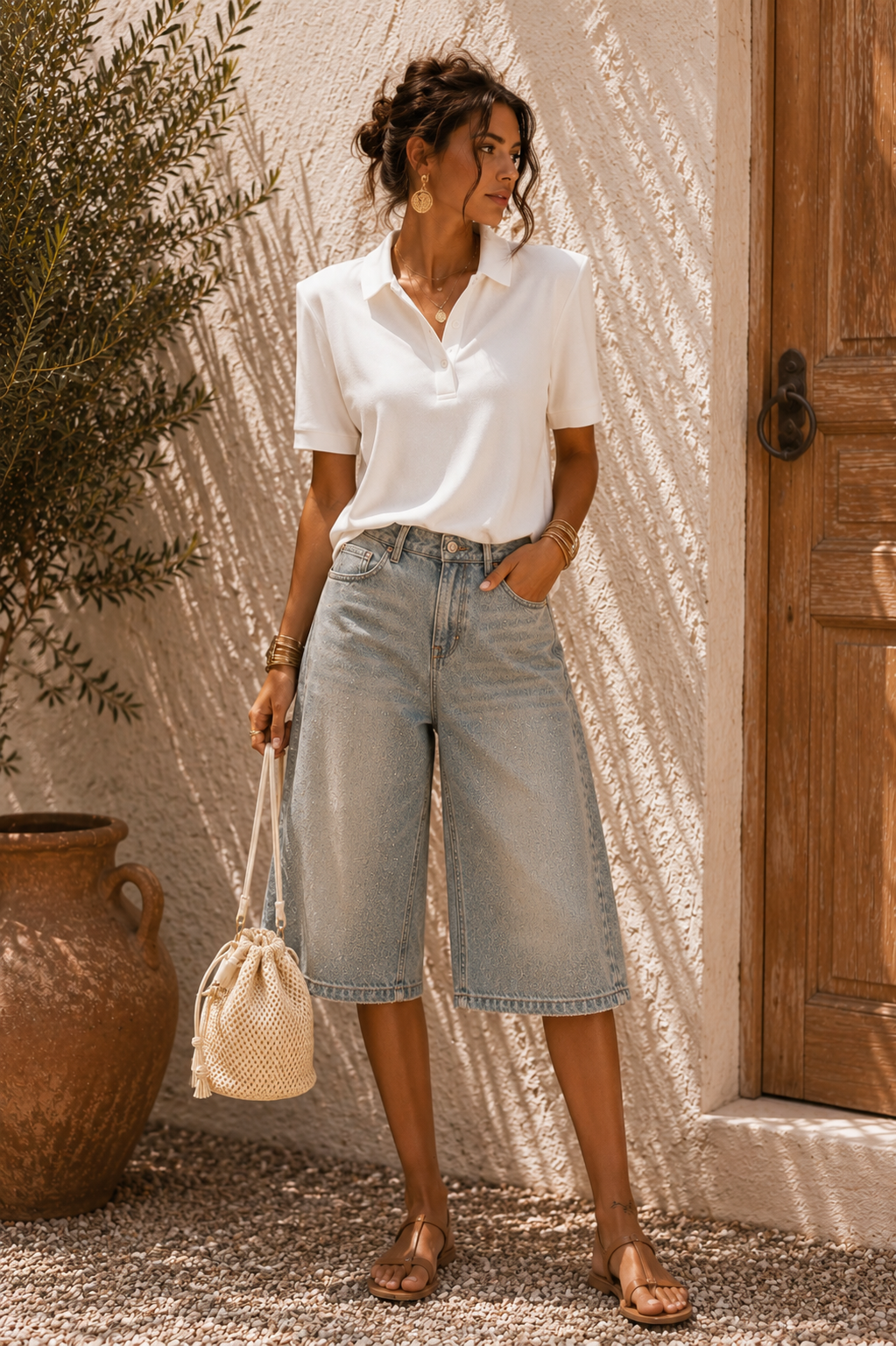 Polo blanc épaulette