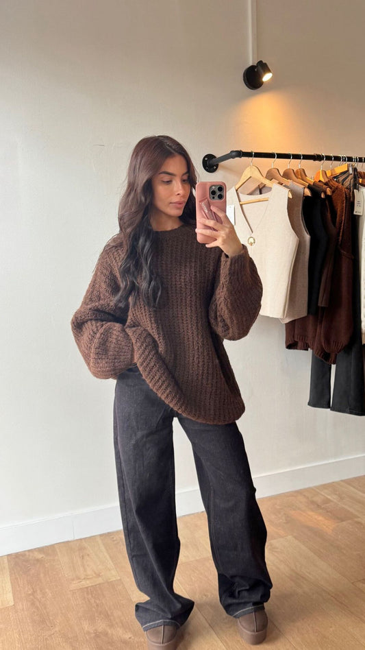 PULL GROSSE MAILLE CHOCO