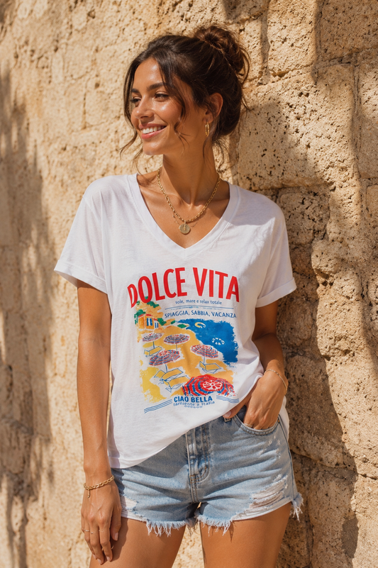 T-SHIRT COL V DOLCE VITA