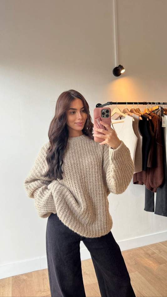 PULL GROSSE MAILLE BEIGE