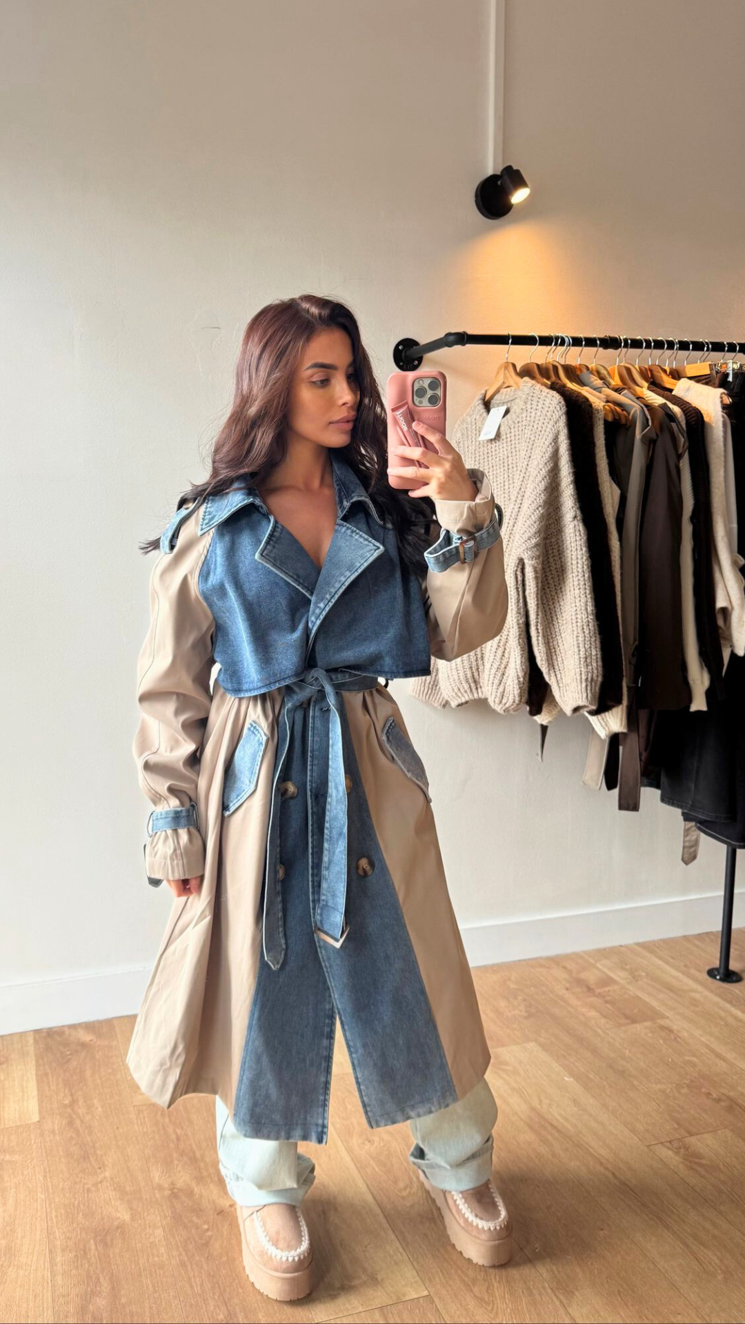 TRENCH BI MATIÈRE DENIM/IMPER