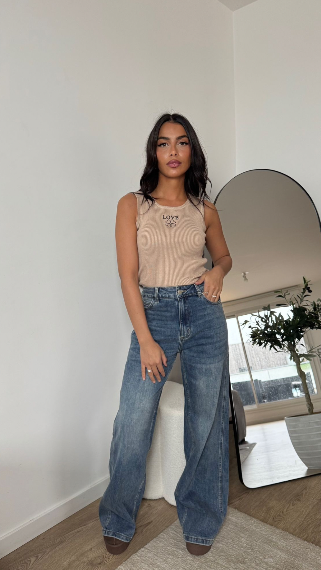 JEANS WIDE LEG BLEU DÉLAVÉ