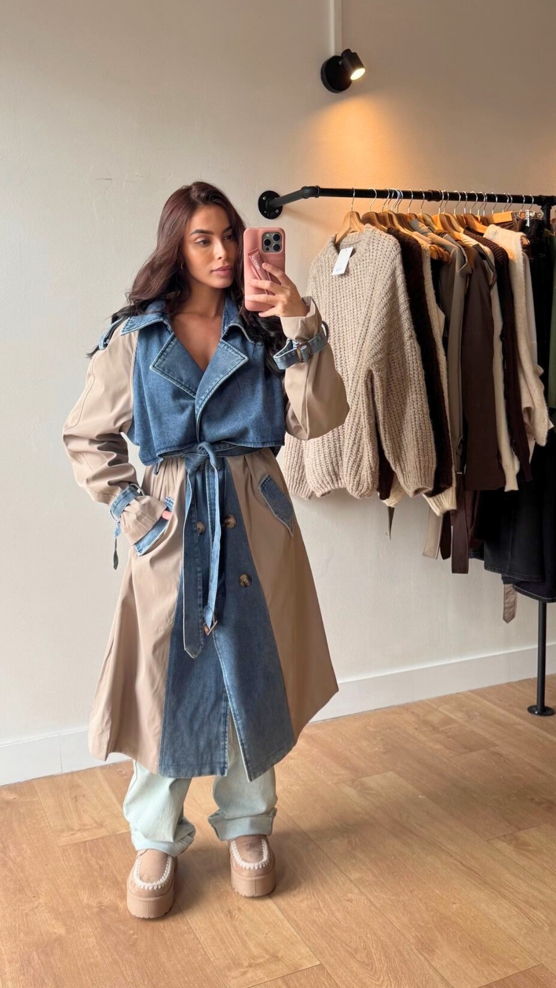 TRENCH BI MATIÈRE DENIM/IMPER