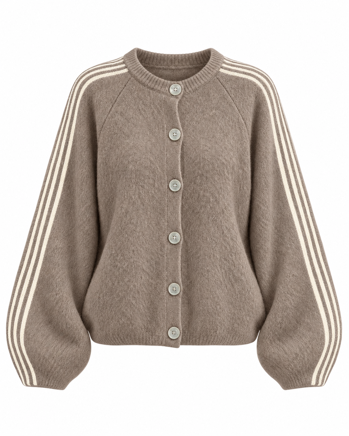 GILET MARRON OVERSIZE À BANDES BLANCHES