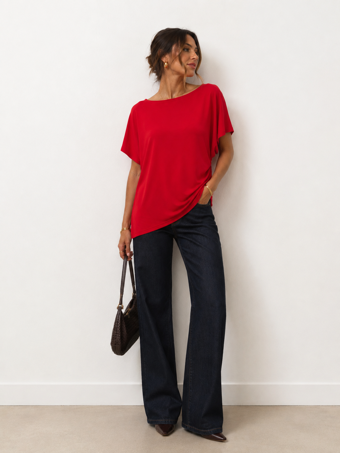 T-shirt asymétrique rouge