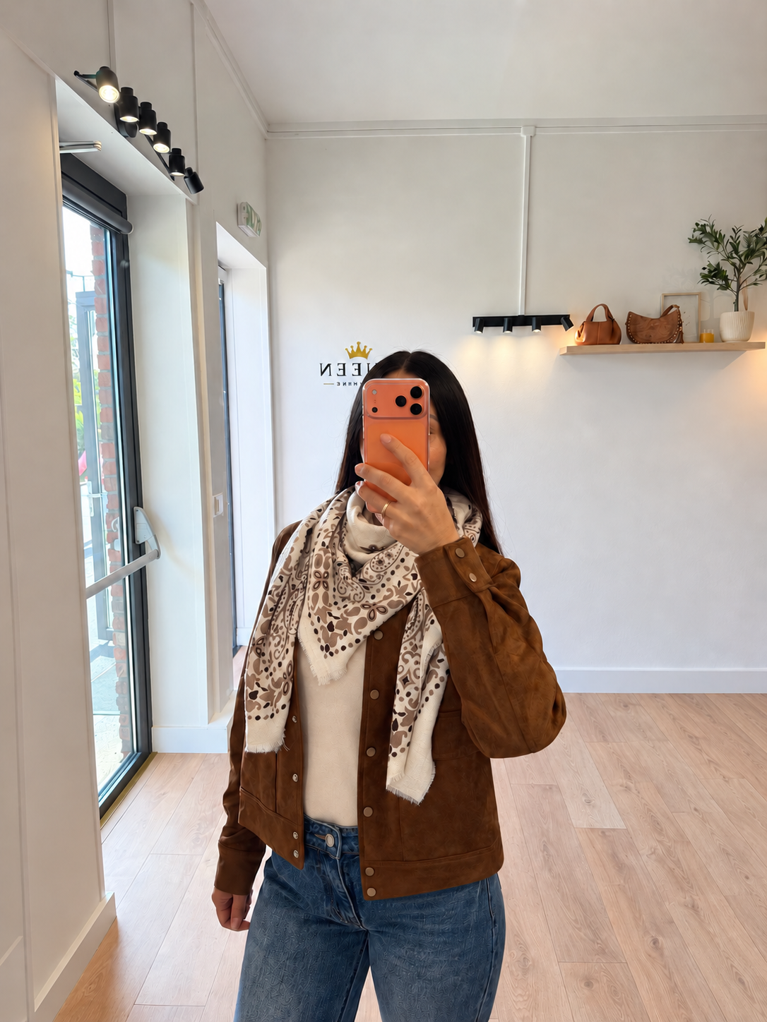 BANDANA MARRON ET BEIGE