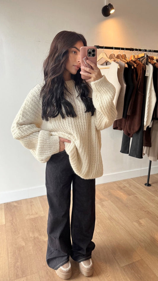 PULL GROSSE MAILLE CRÈME