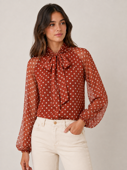 Blouse à pois terracotta