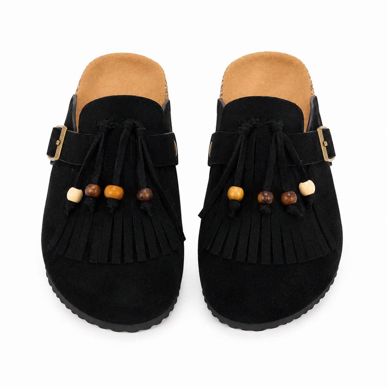 Sabots Bohème à Franges & Perles – Noir