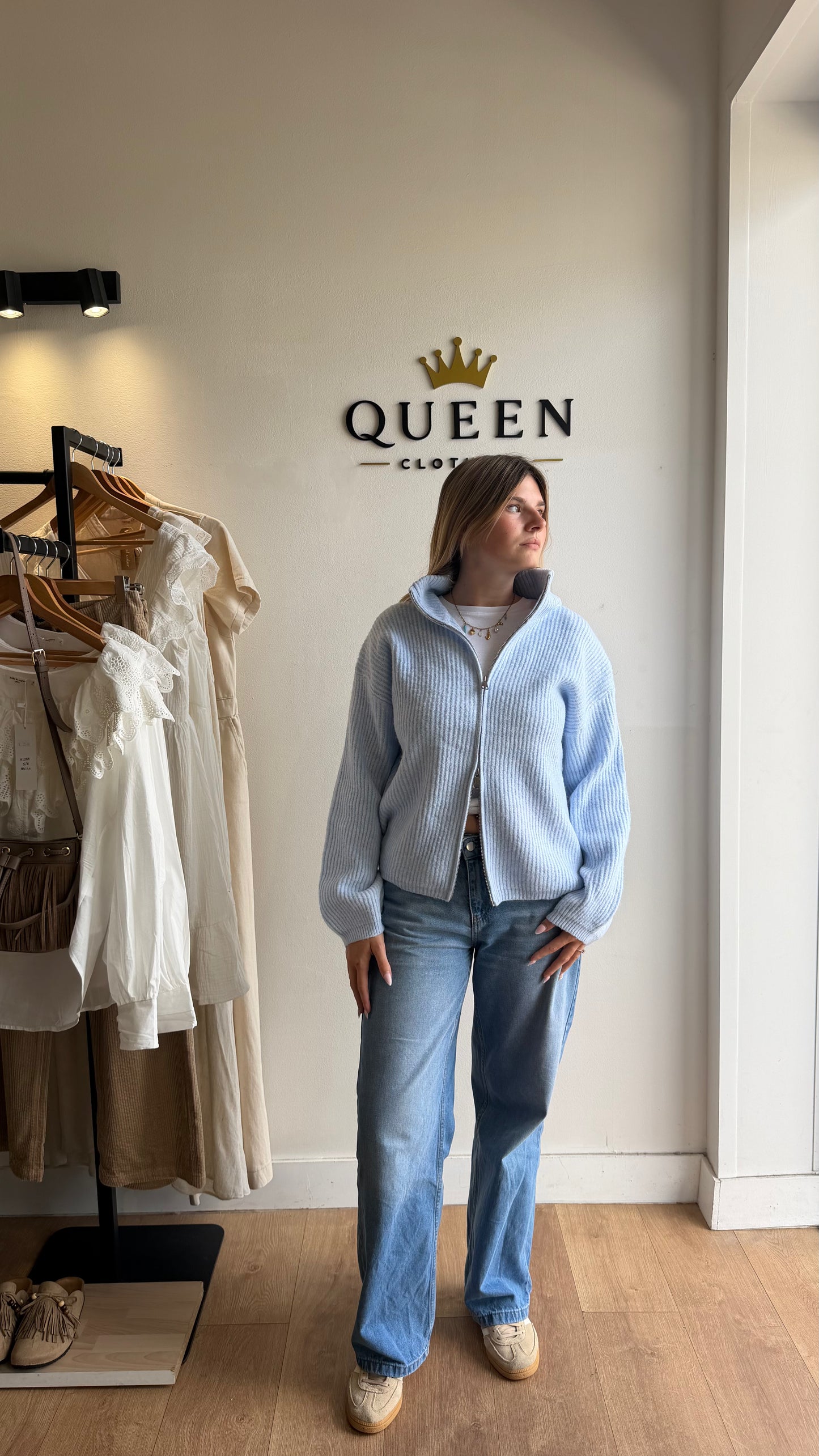 GILET À ZIP BLEU CIEL