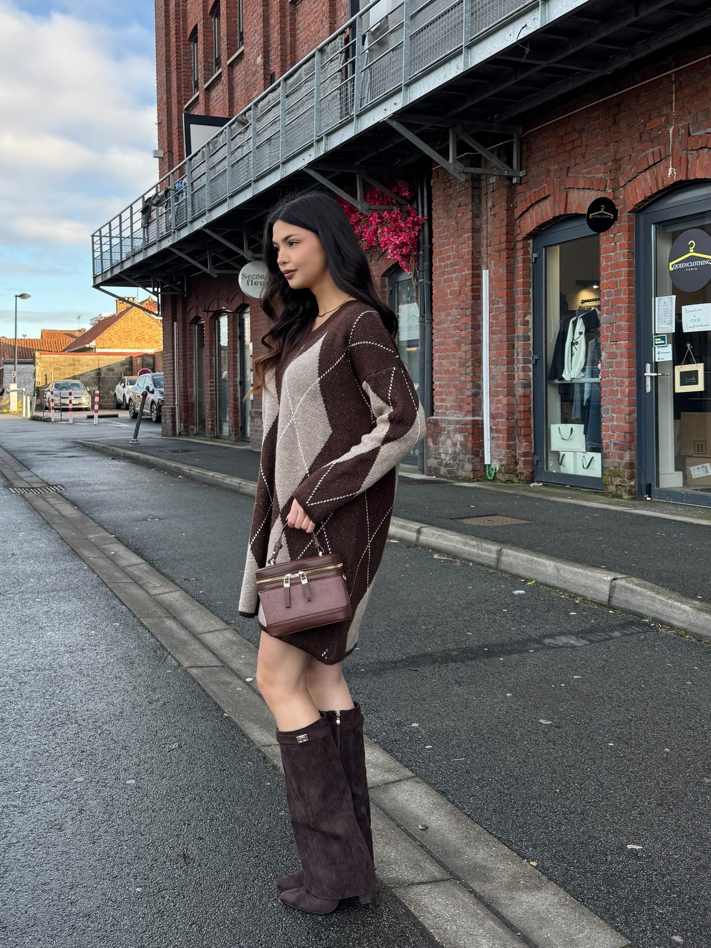 Bottes hautes chocolat en suédine