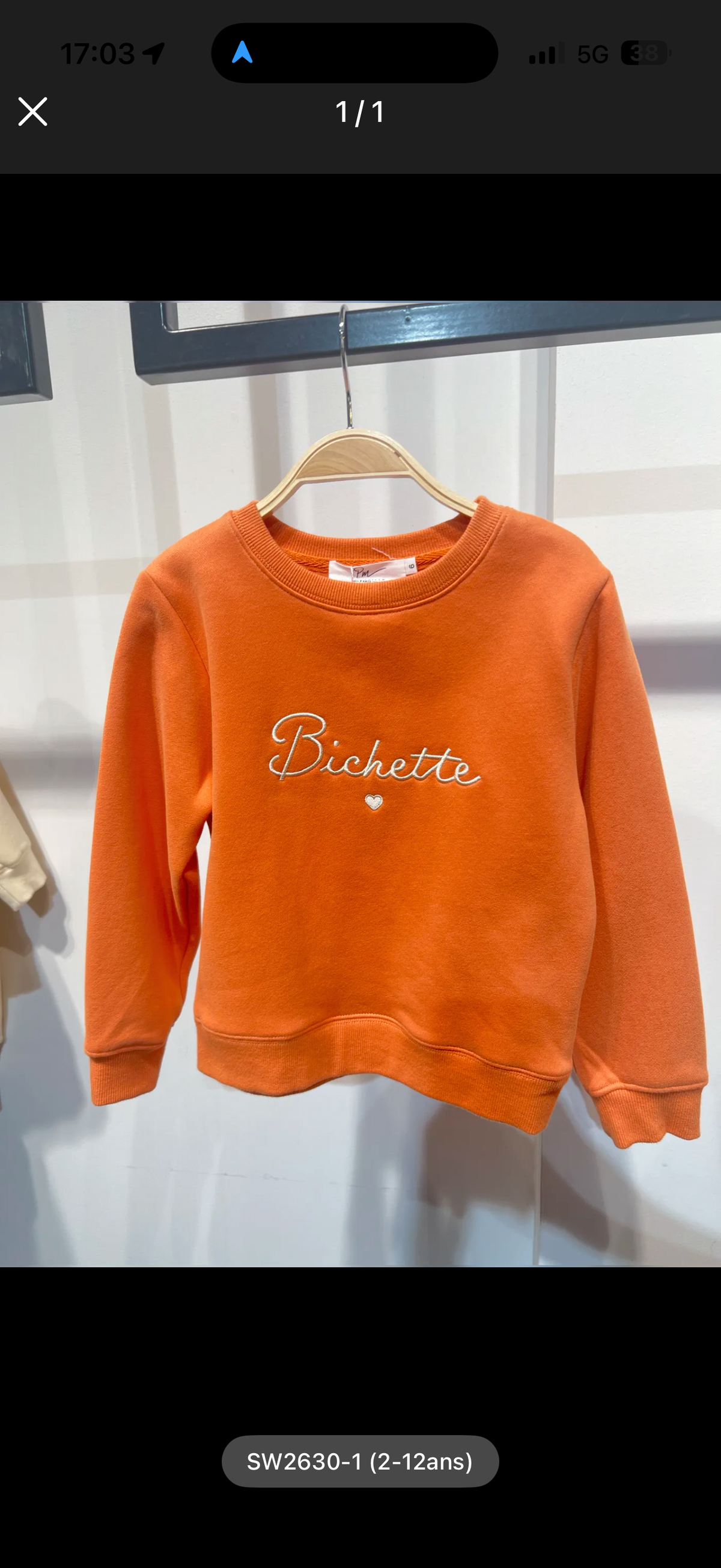 Sweat orange bichette enfant - Maman&Moi