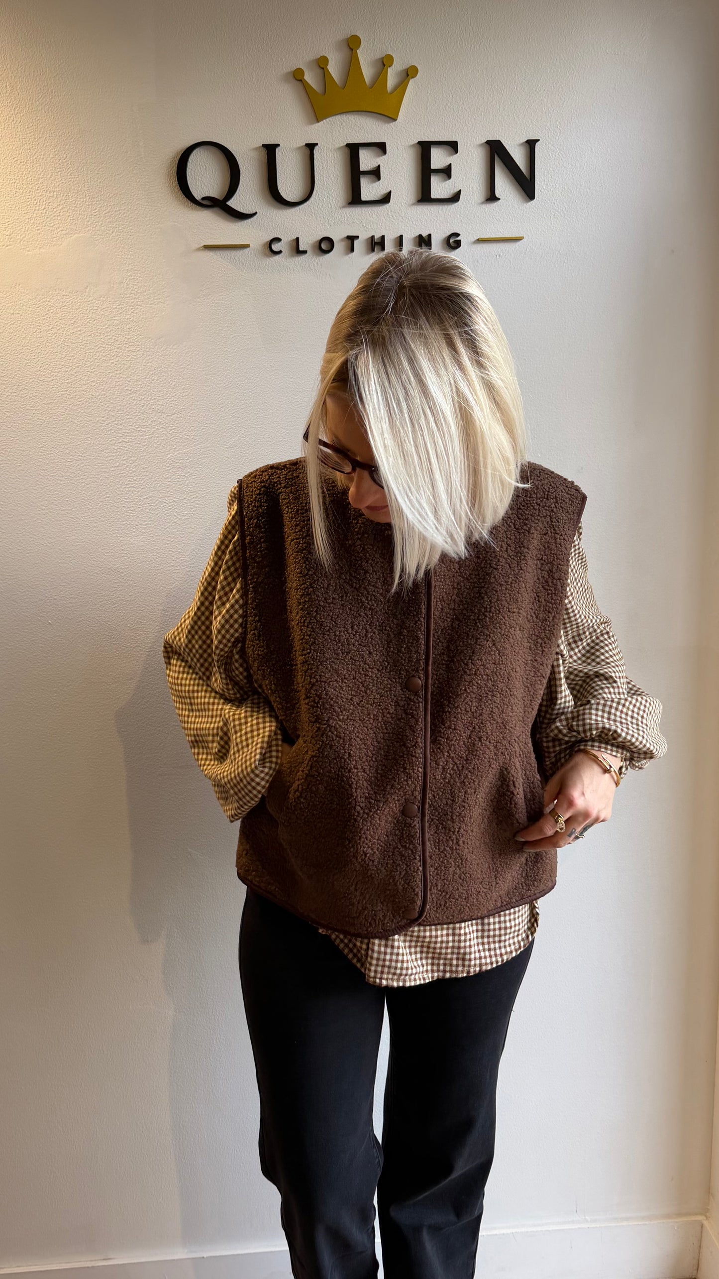 VESTE TEDDY MARRON