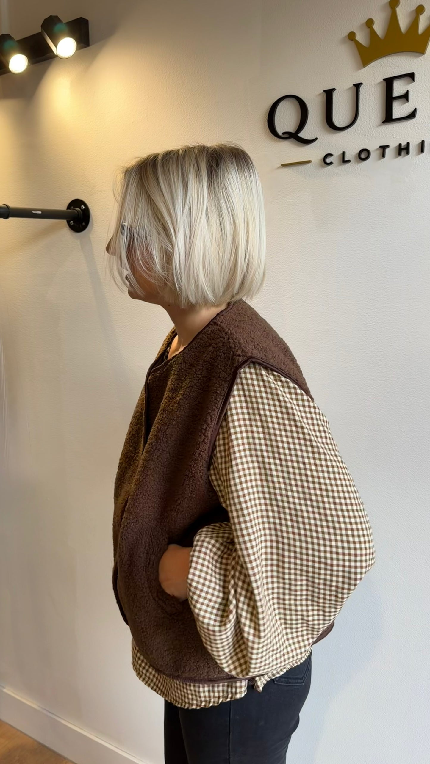 CHEMISE À PETITS CARREAUX MARRON