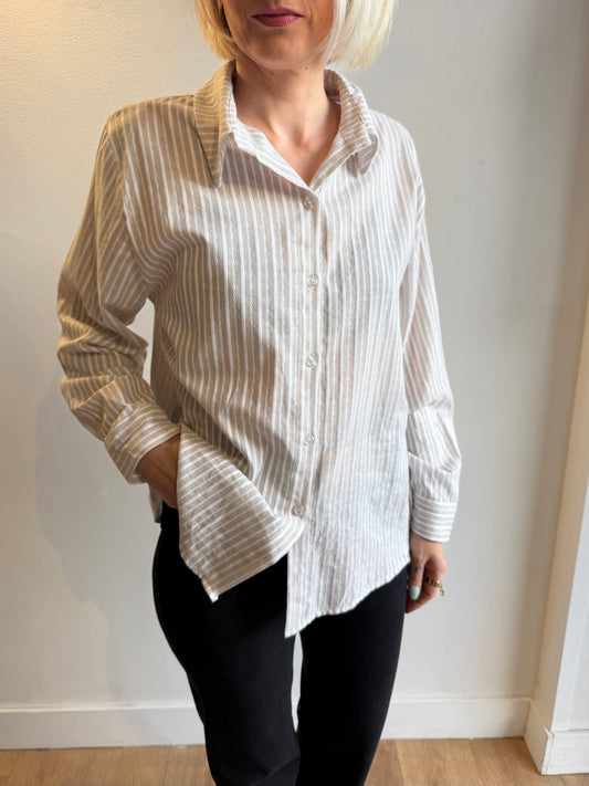 CHEMISE RAYEE BEIGE & BLANCHE