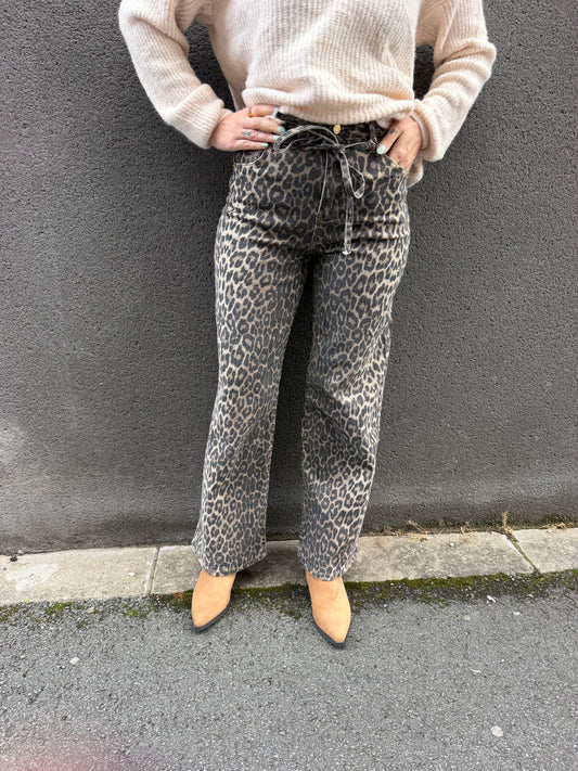 Jeans Léopard beige