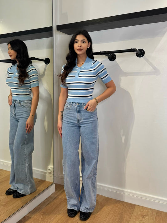 POLO BLEU RAYÉ