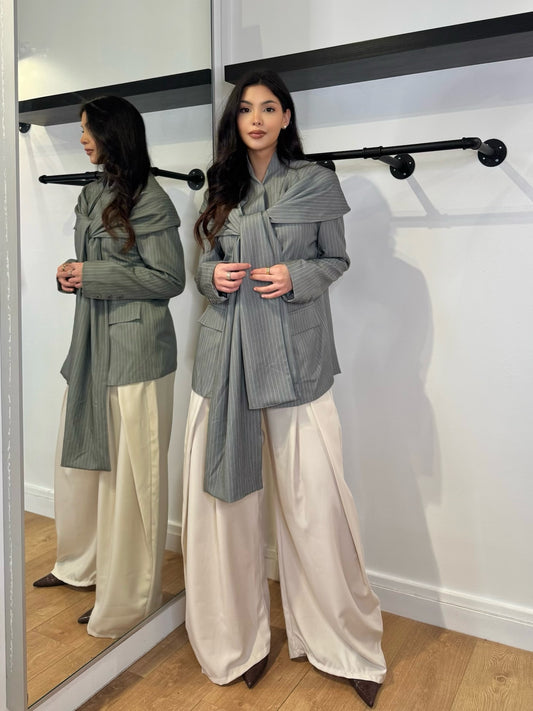 BLAZER RAYÉ GRIS SUPERPOSÉ