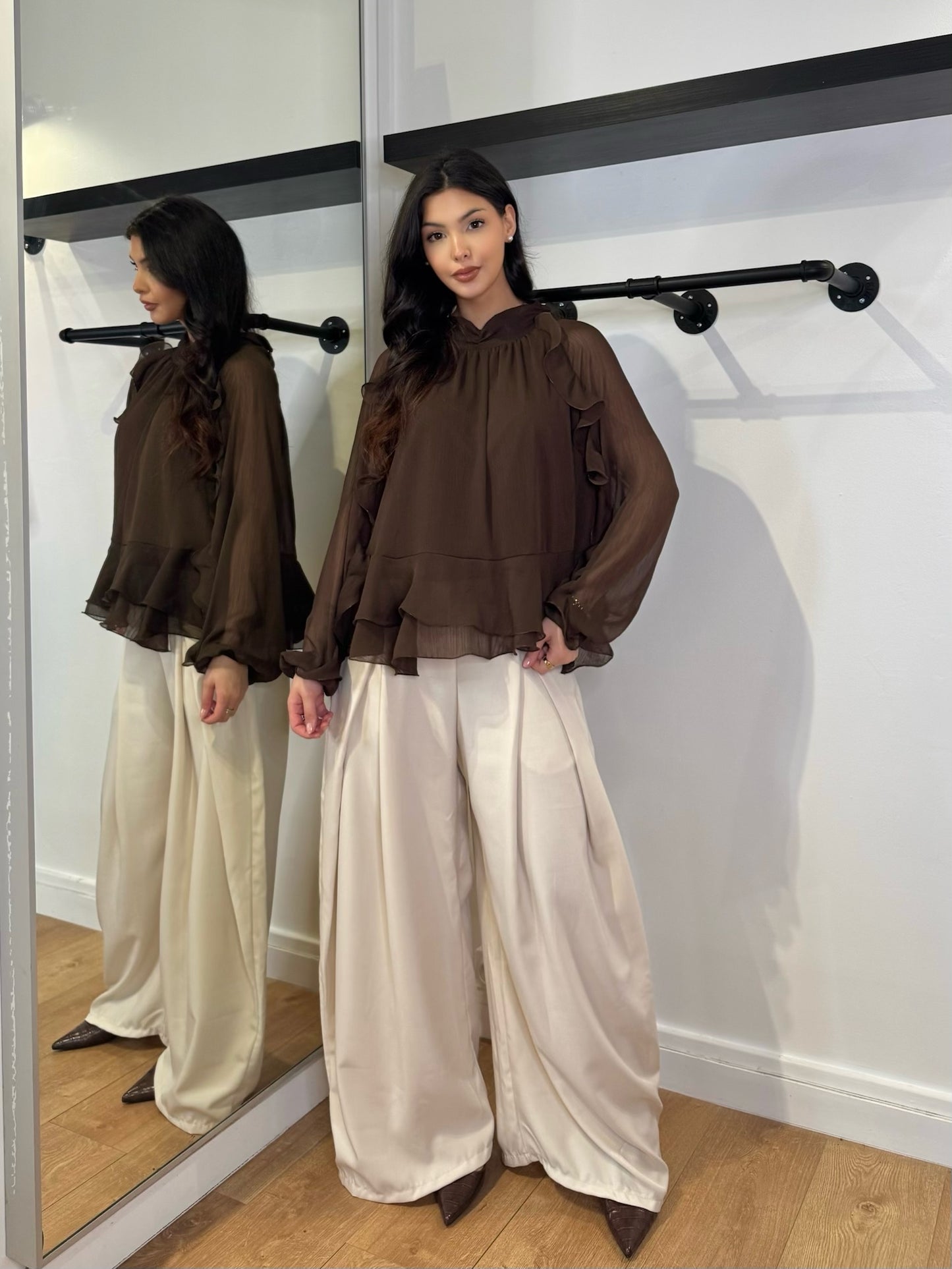 BLOUSE A FROUFROU MARRON