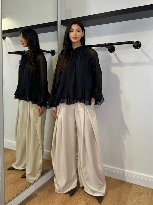 BLOUSE A FROUFROU NOIR