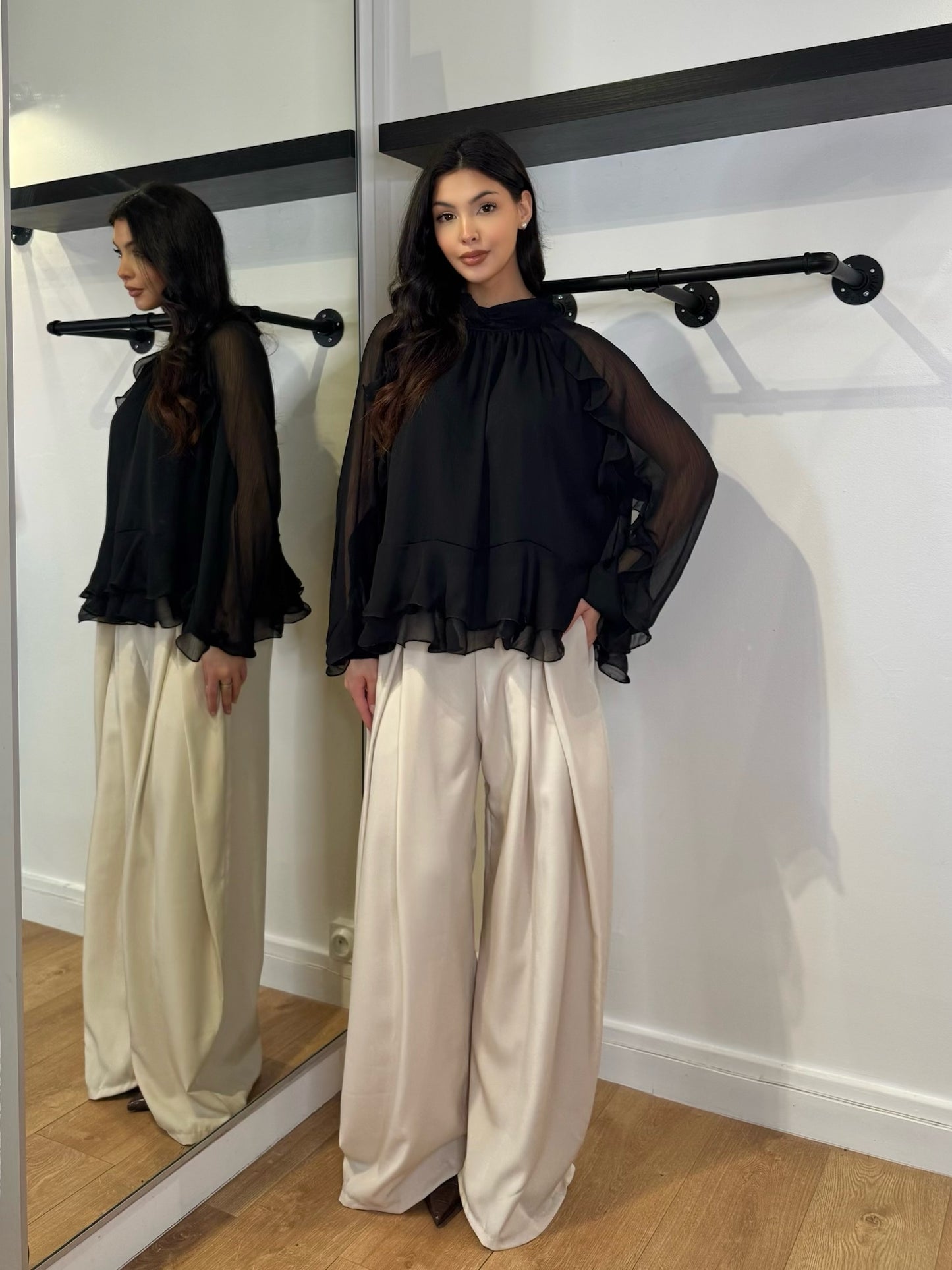 BLOUSE A FROUFROU NOIR