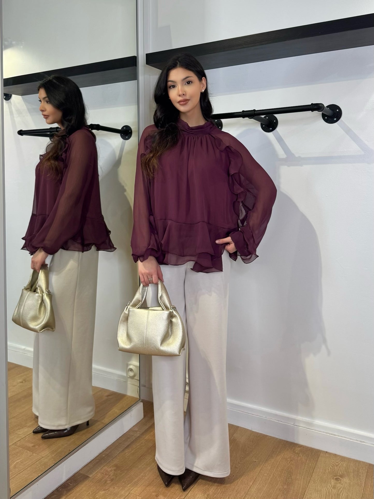 BLOUSE A FROUFROU PRUNE