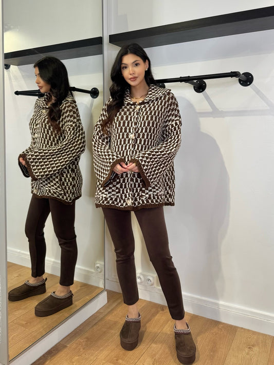 GILET MAILLE TRICOTÉ CHOCO