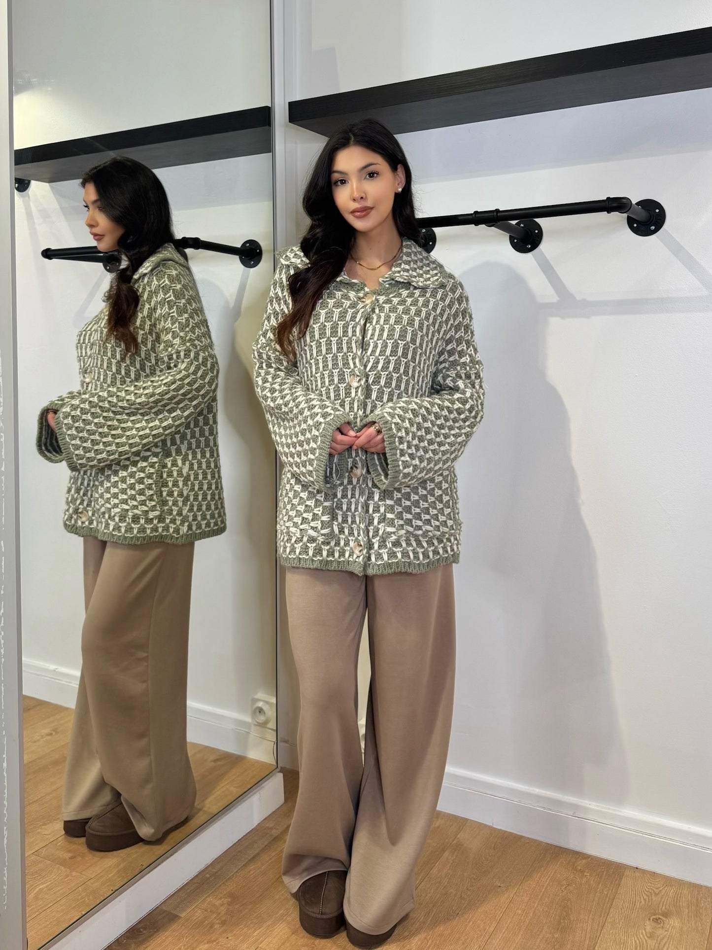 GILET MAILLE TRICOTÉ KAKI