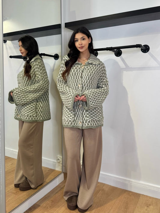 GILET MAILLE TRICOTÉ KAKI