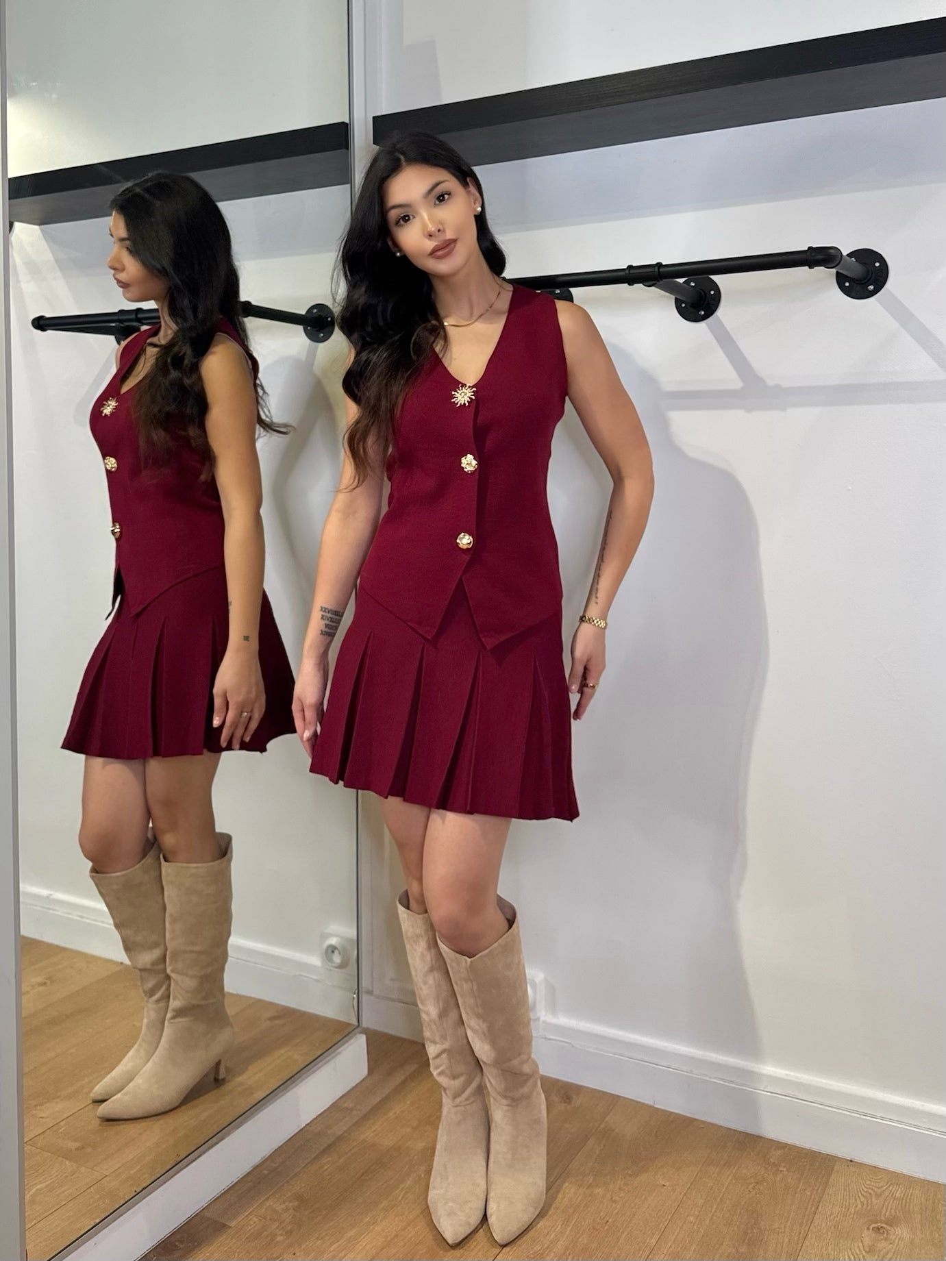 BOLERO BORDEAU BOUTON SOLEIL