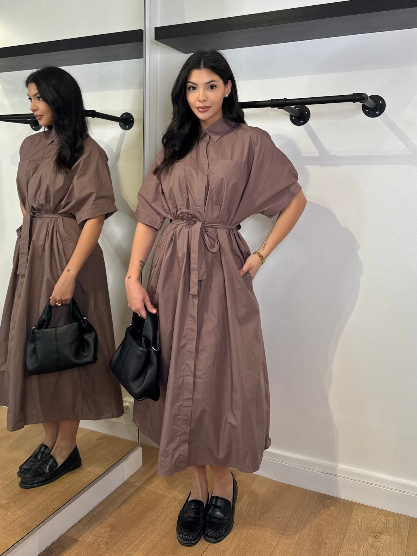 ROBE CHEMISE MARRON GLACÉ CLAIR
