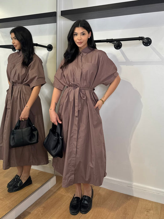 ROBE CHEMISE MARRON GLACÉ CLAIR