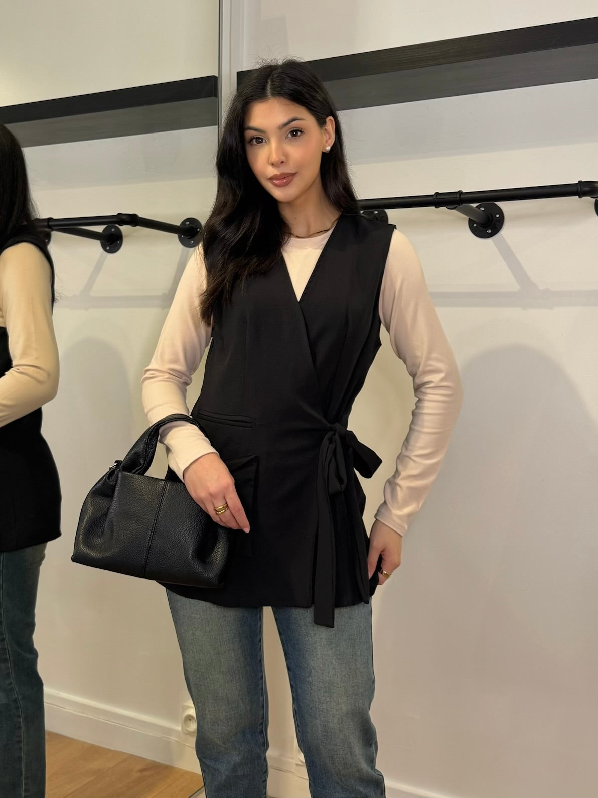 BLAZER SANS MANCHES A NOUER NOIR