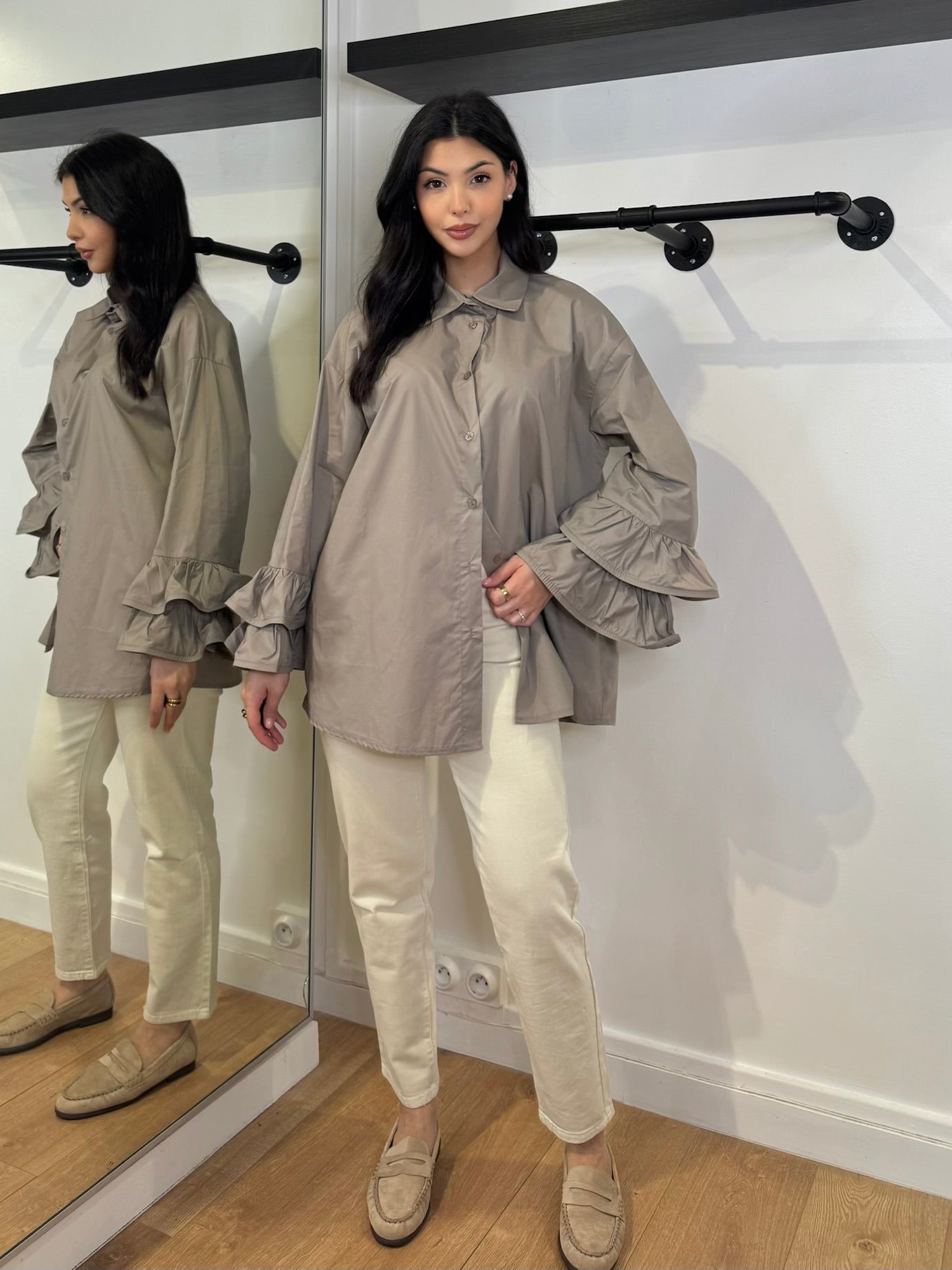 CHEMISE OVERSIZE MANCHE A VOLANT