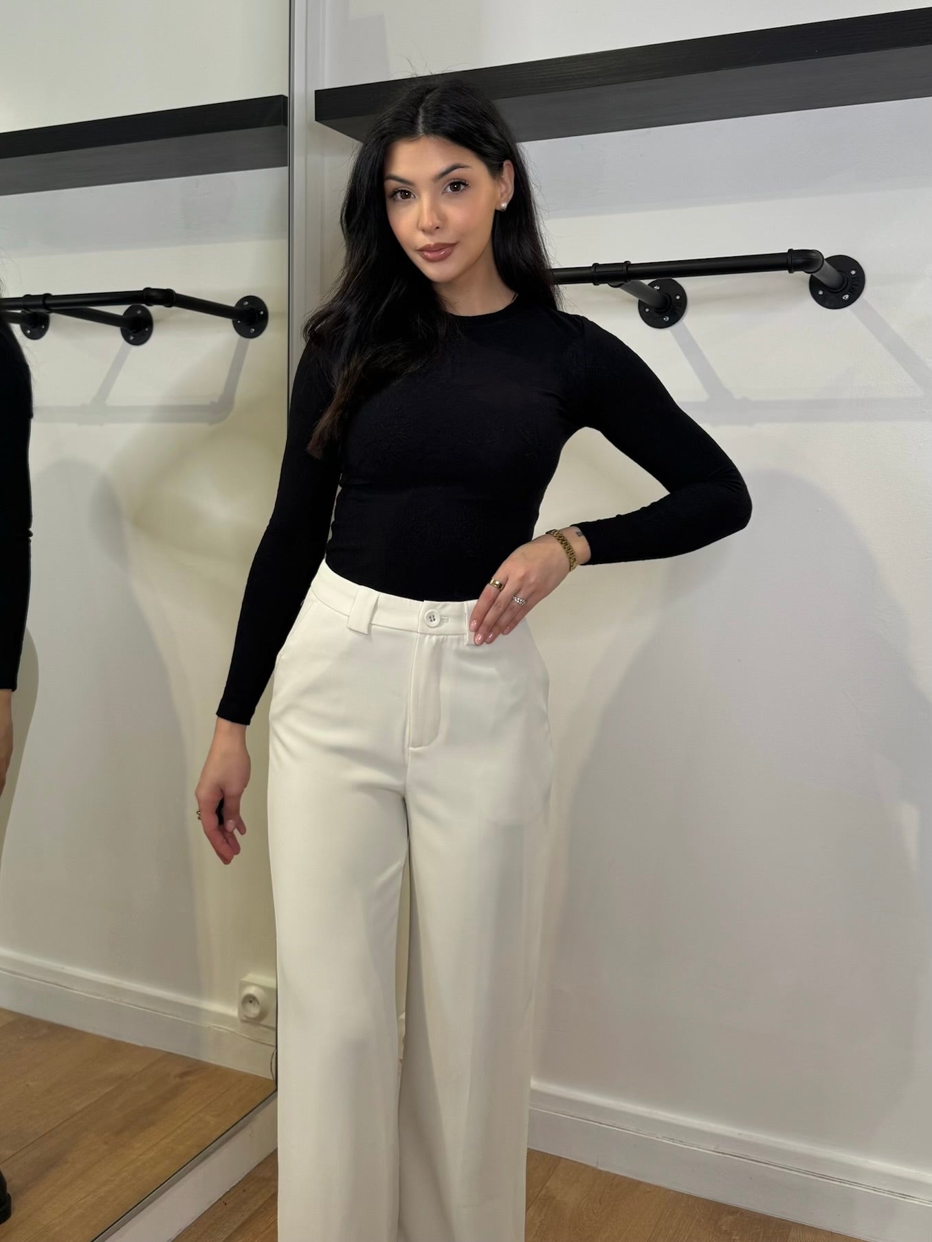 PANTALON DROIT ÉCRU