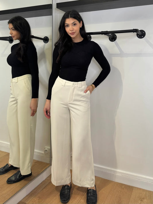 PANTALON DROIT ÉCRU