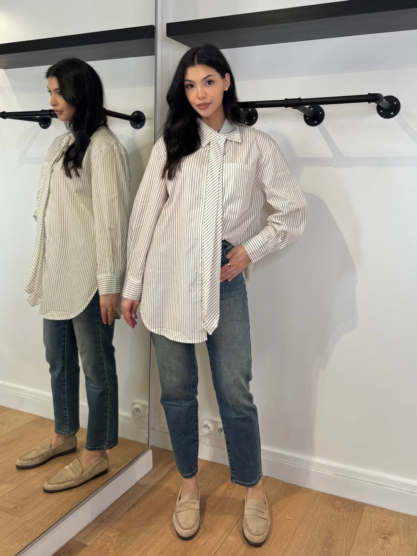 CHEMISE À CRAVATE AMOVIBLE