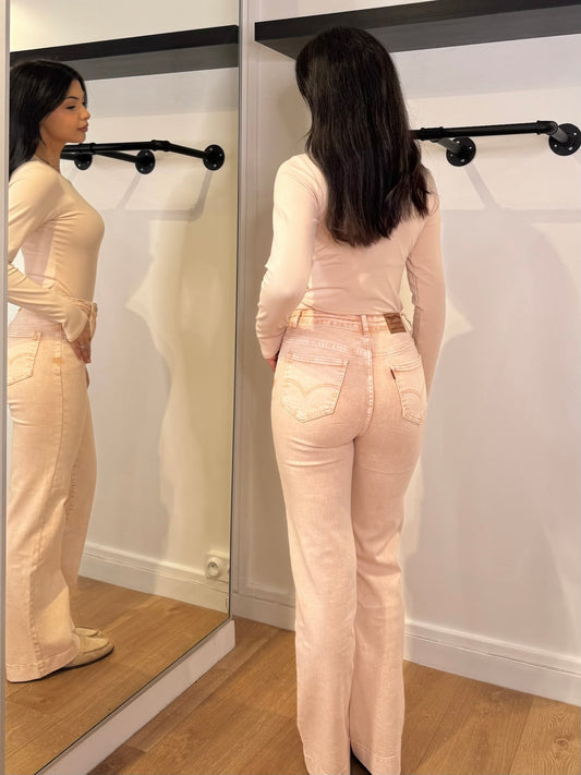 JEANS LARGE TAILLE HAUTE PASTEL