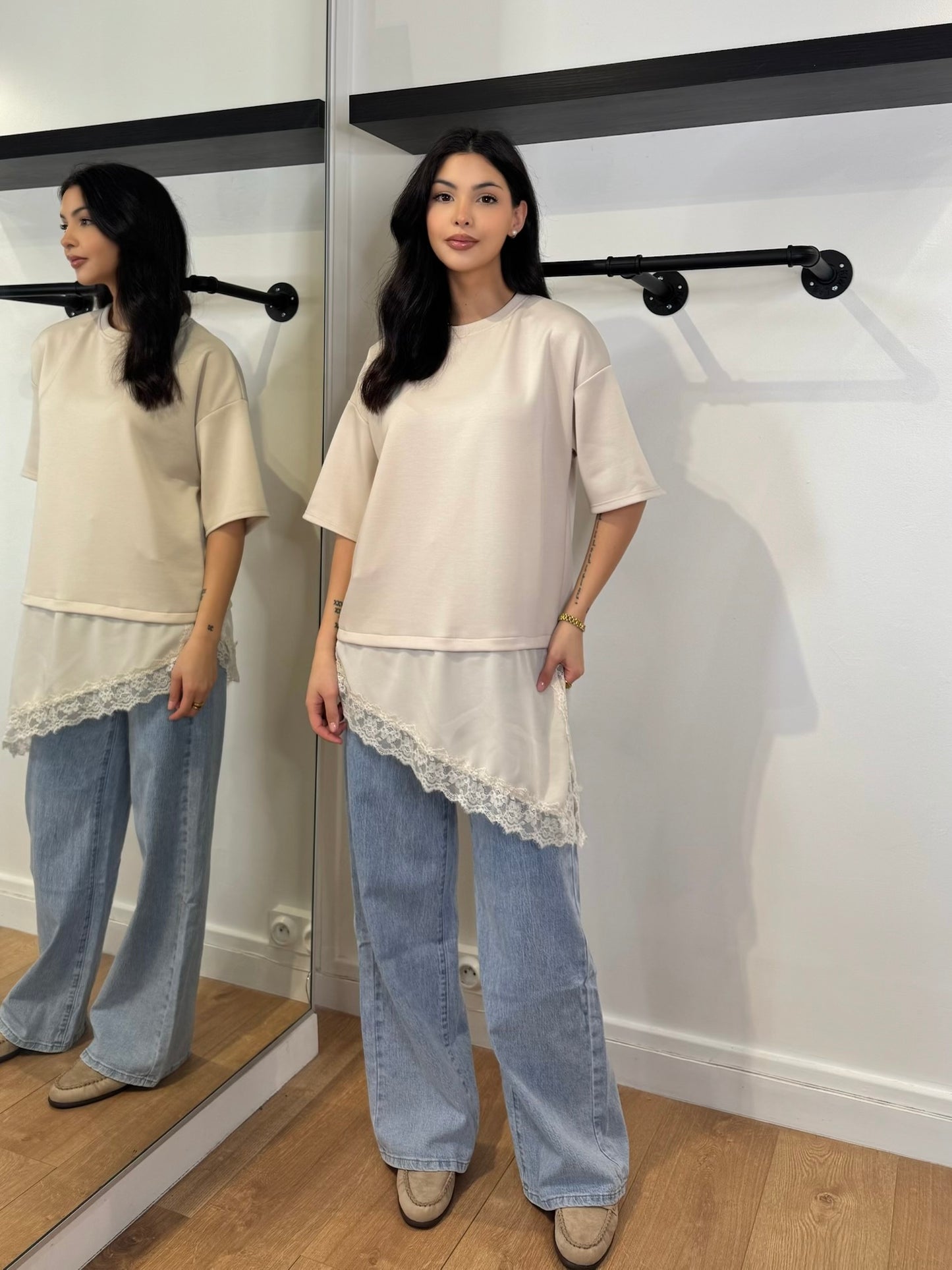 T-SHIRT OVERSIZE BI-MATIÈRE