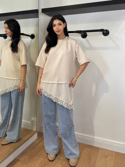 T-SHIRT OVERSIZE BI-MATIÈRE