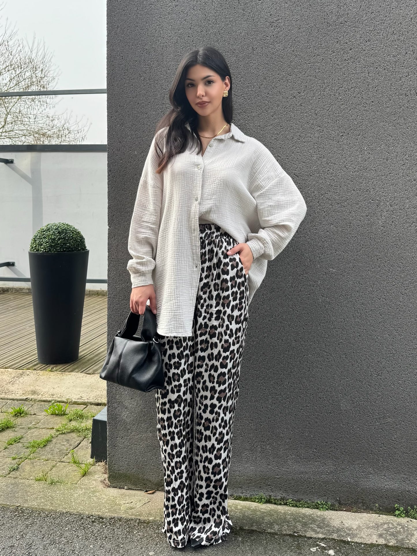 PANTALON FLUIDE SATINÉ LÉOPARD