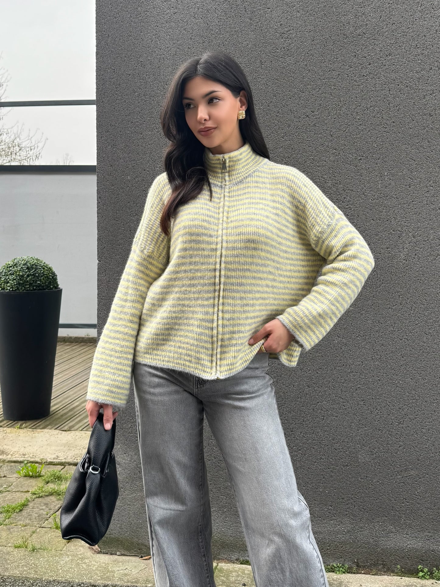 JEANS WIDE LEG GRIS