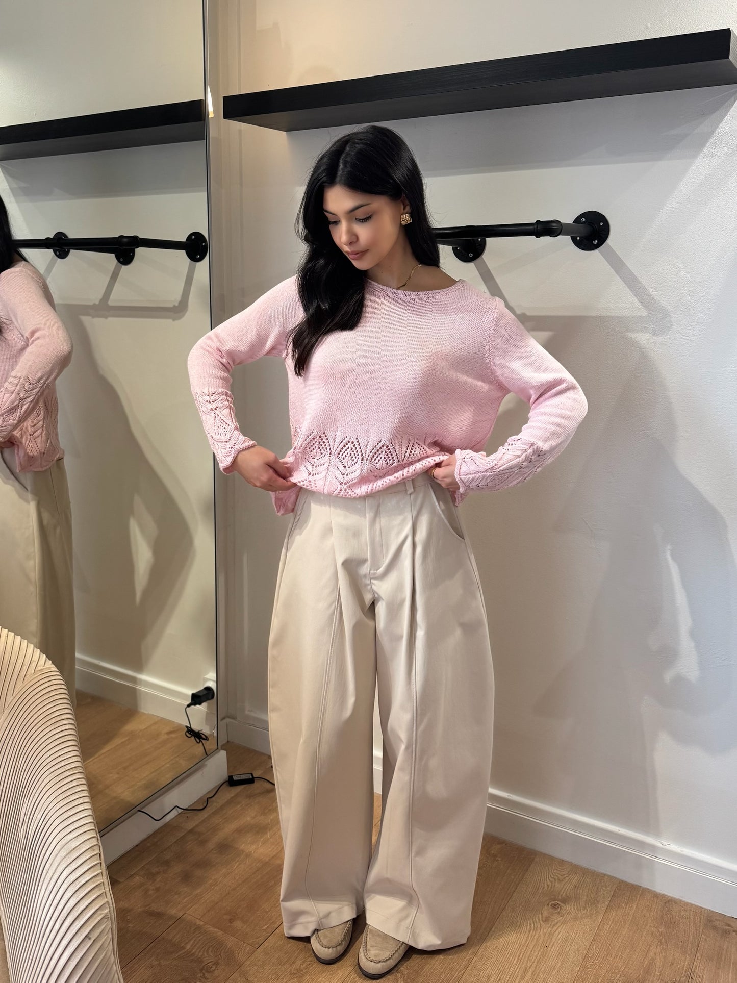 PANTALON BARREL BEIGE