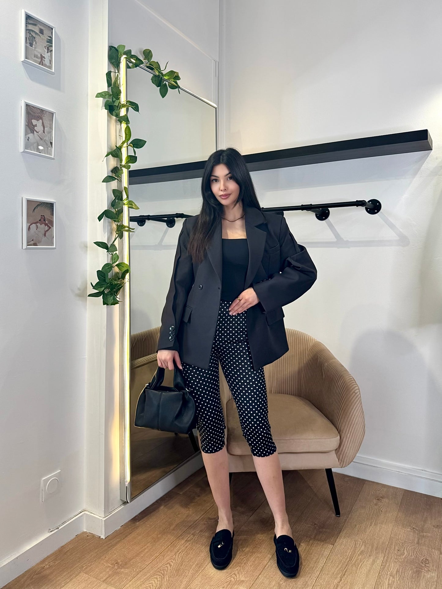 Capri à petits pois noir/blanc – Rétro chic & confort au quotidien