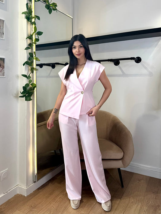 ENSEMBLE VESTE PANTALON ROSE