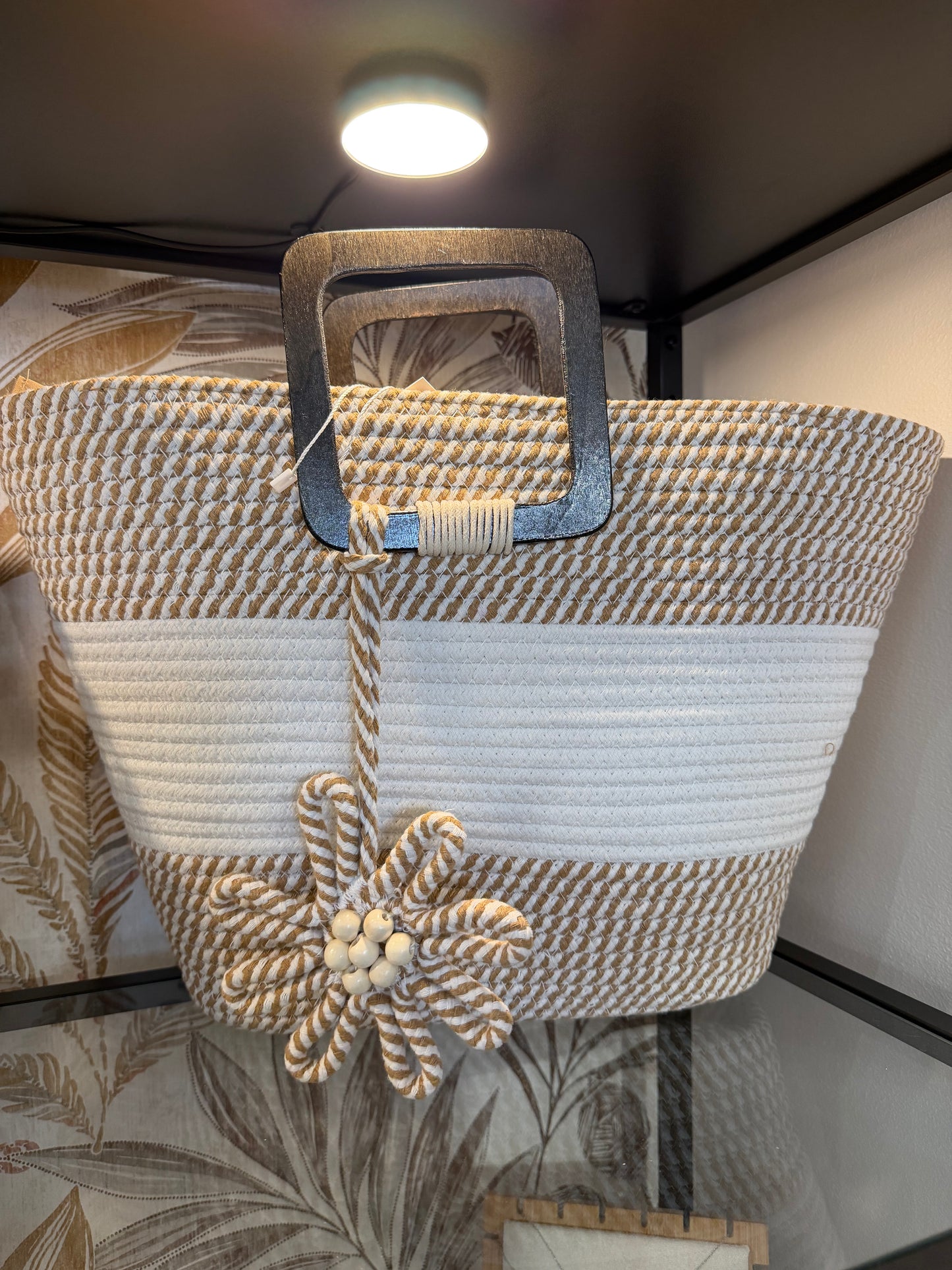 SAC CABAS BOHÈME BEIGE-BLANC
